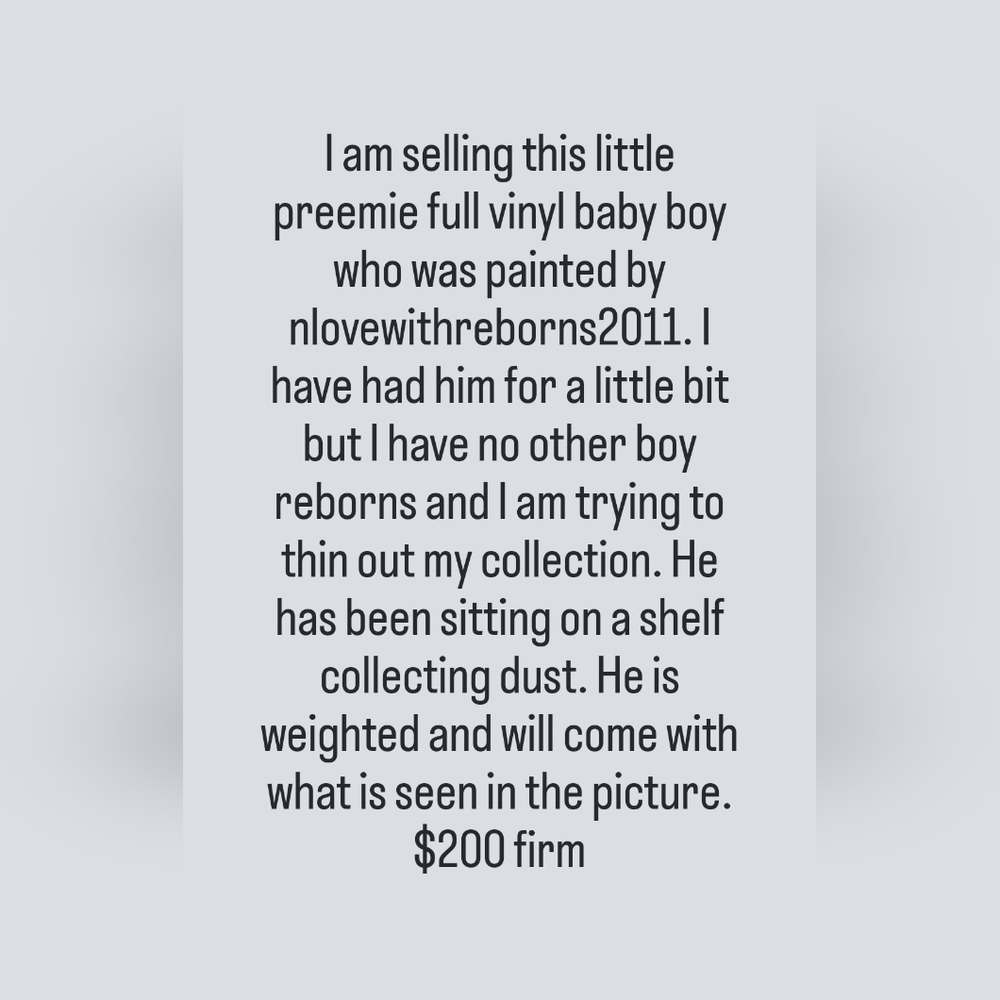 Reborn preemie size doll